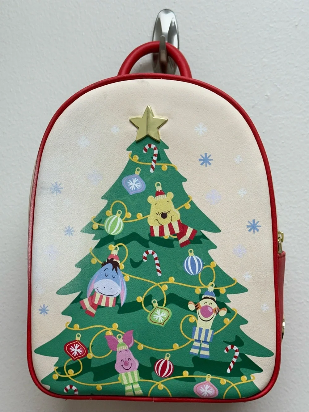 NWT Disney Holiday Winnie the Pooh Christmas Tree Mini Backpack - Red Trim